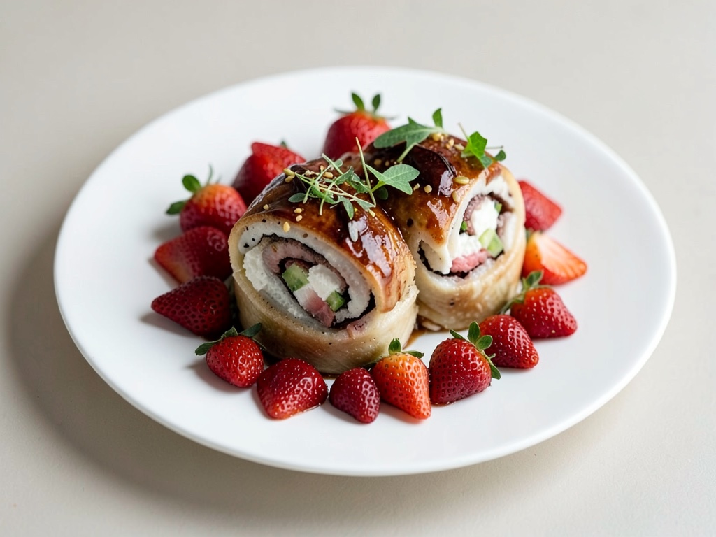Vegane New-York-Rollen mit Erdbeeren