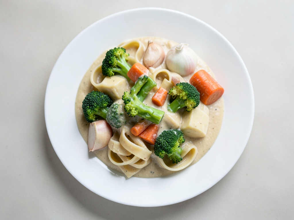 Vegane Pasta in cremiger Soße mit Brokkoli