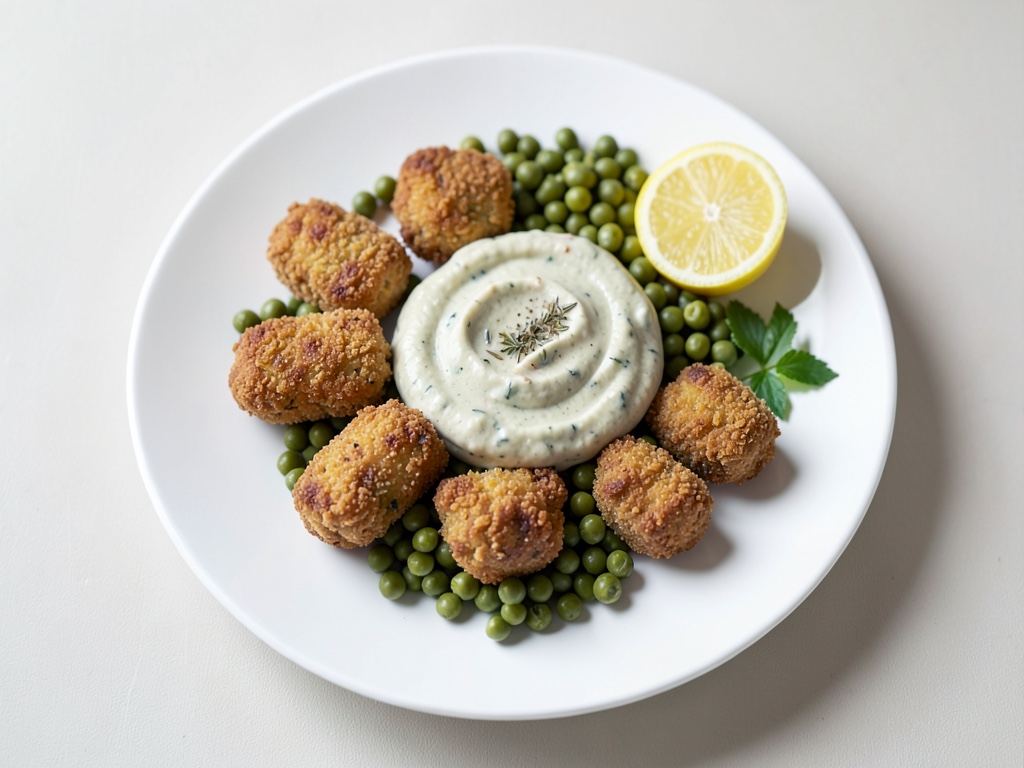 Nugget vegani croccanti con fresco dip di piselli