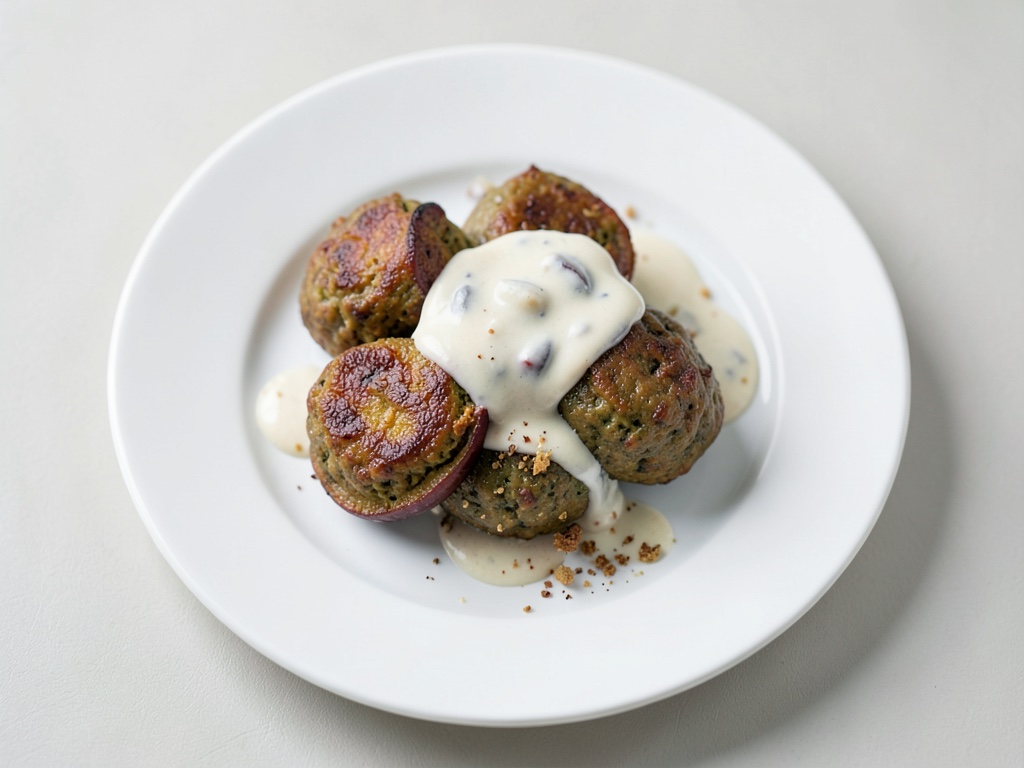 Vegane Pflaumenknödel mit Vanillesauce