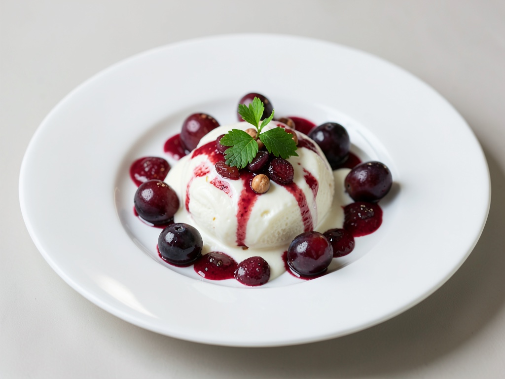 Vegane Rotwein-Creme mit glasierten Trauben