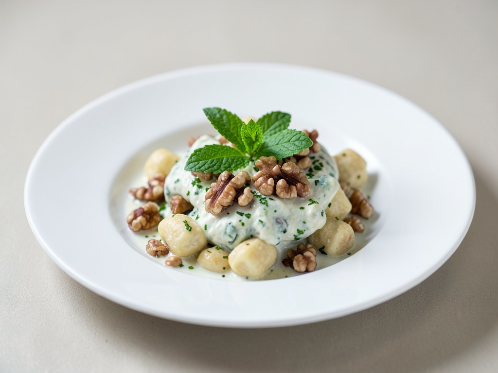 Gnocchi vegani allo yogurt di soia con menta e noci