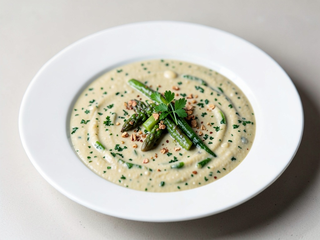 Sopa cremosa de espárragos vegana