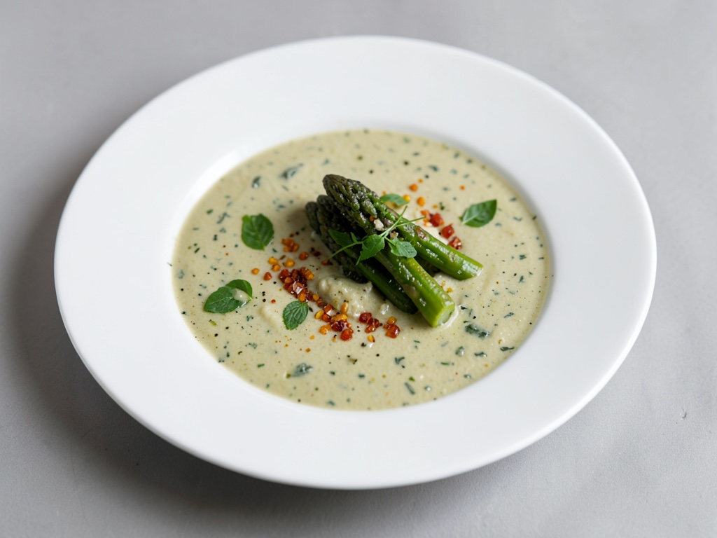 Sopa cremosa de espárragos vegana