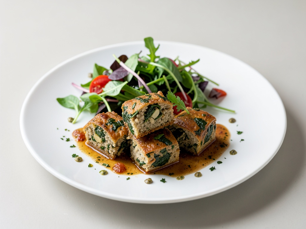 Gnocchi vegani agli spinaci e pangrattato con insalata fresca