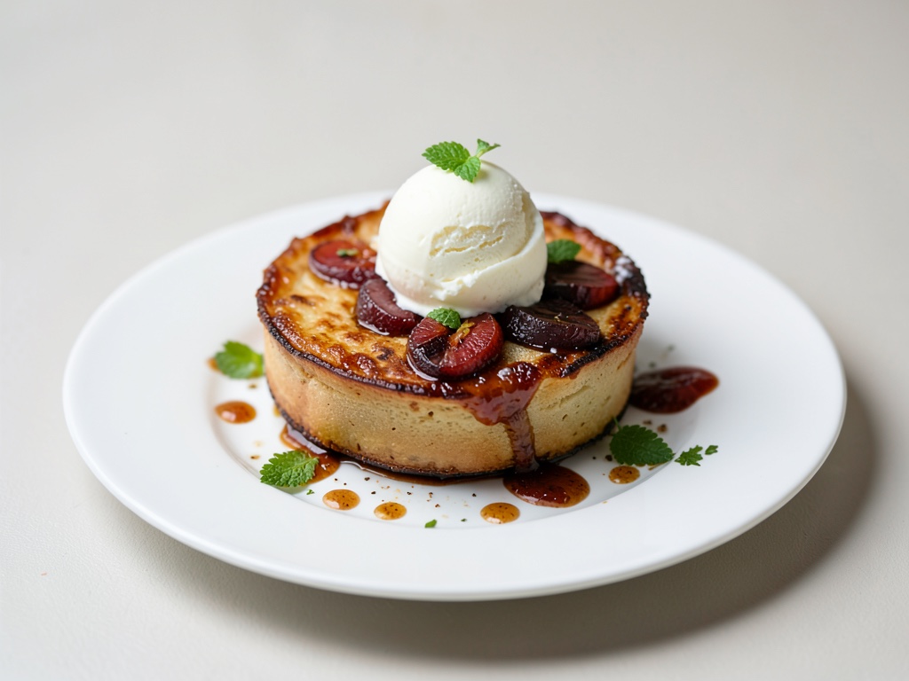Vegane Tarte Tatin mit Pflaumen und Vanilleeis
