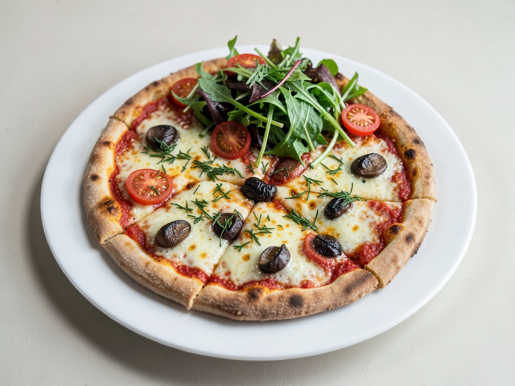 Pizza turca vegana con insalata fresca