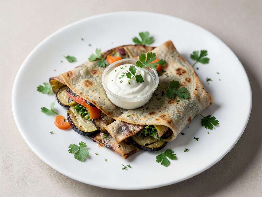 Wraps veganos de berenjena con yogur