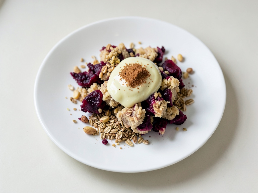 Veganer Beeren-Crumble mit Zitronendip