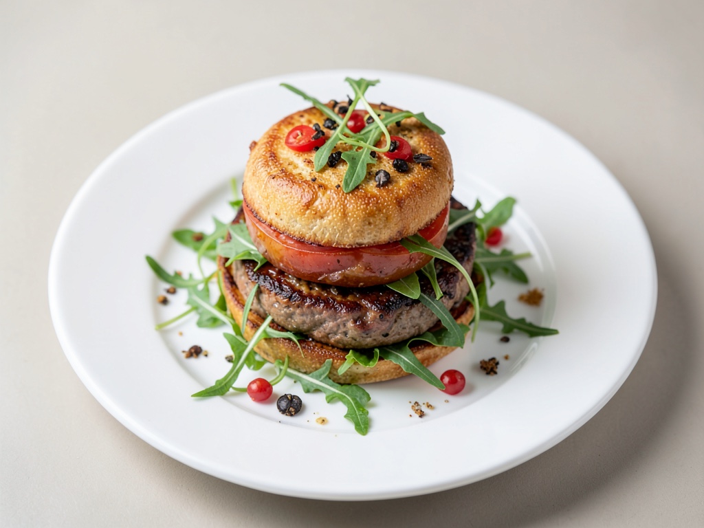 Hamburguesa vegana italiana con rúcula