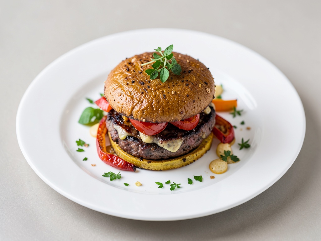 Hamburger vegani con peperoni arrostiti