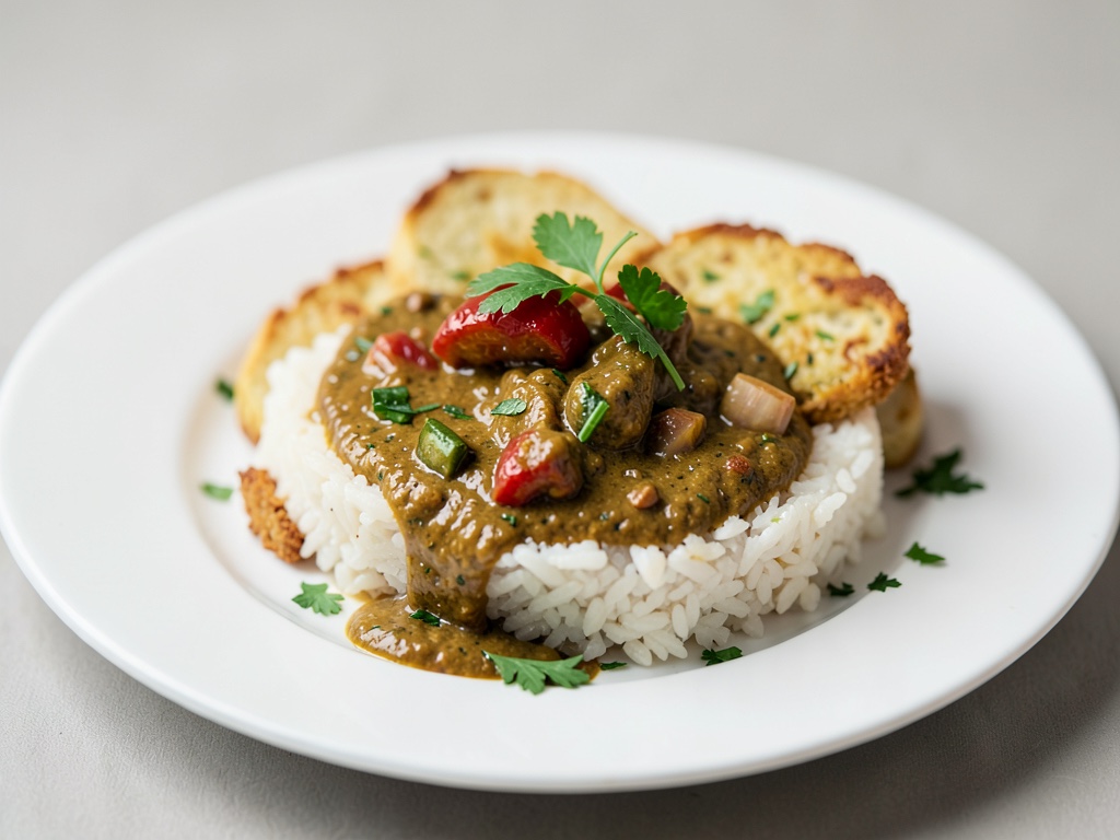 Dip de curry y dátiles vegano con galletas de arroz