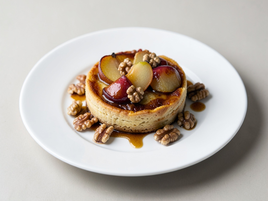 Torta fiammante vegana con pere caramellate e noci