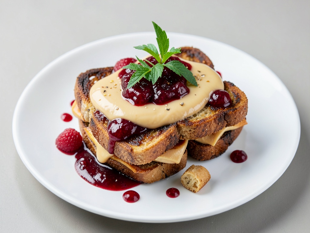 Vegane Halloween-French-Toast-Sandwiches mit Erdnussbutter und Kirschgelee