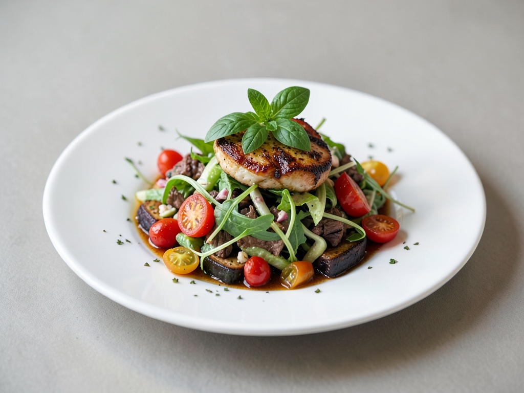 Assemblaggio di Insalata Vegana Stile Pizza