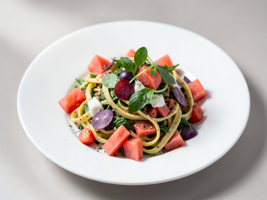 Vegane Nudelsalat mit Wassermelone