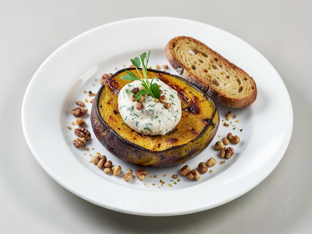Zucca Hokkaido al forno con salsa alle erbe e semi tostati