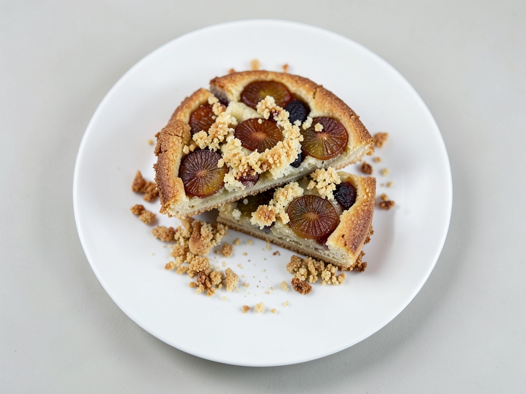 Vegane Pflaumenkuchen-Torte mit Krümeln