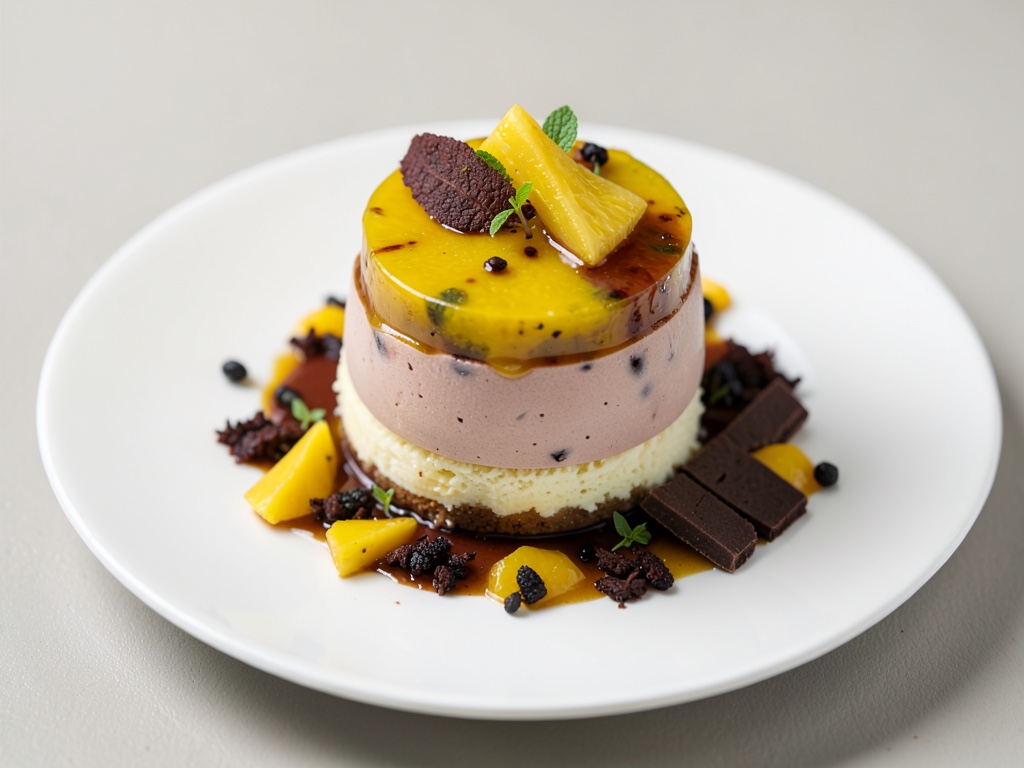 Dessert vegano alla Piña-Colada con gelatina di ananas e cioccolato