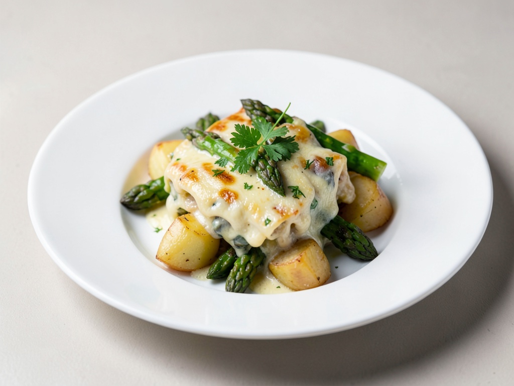 Gratin cremoso con asparagi e patate