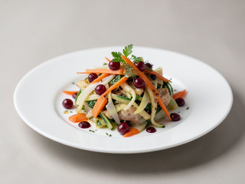 Insalata di cavolo cappuccio punta con carota e mirtilli rossi