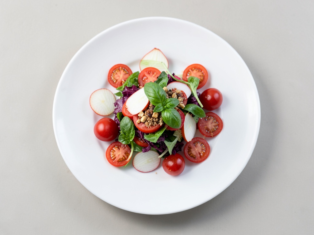 Variazione vegana di insalata di pomodori e feta