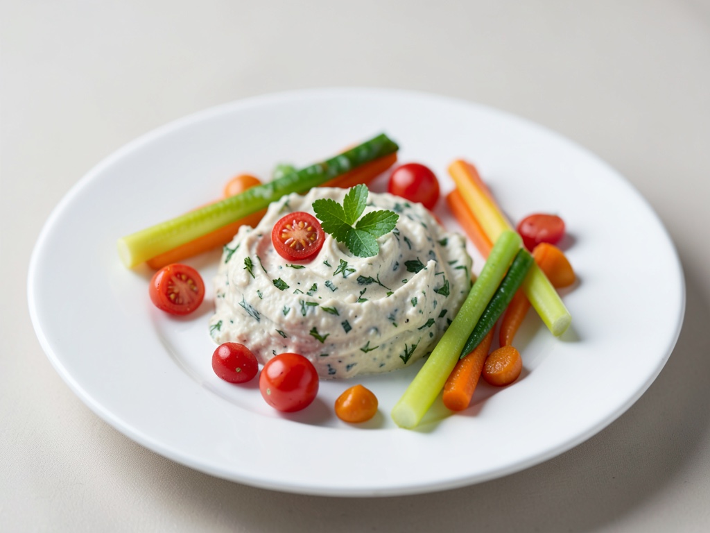 Dip vegano de tomate y hierbas con palitos de verdura