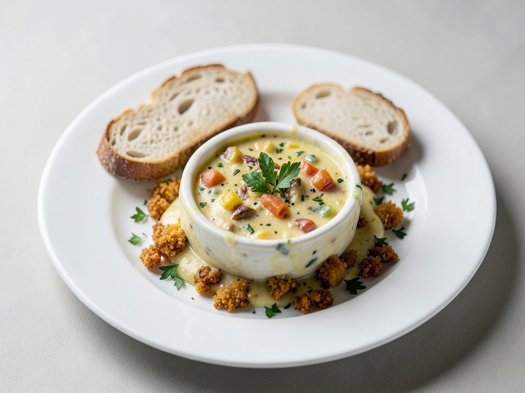 Fonduta di formaggio vegano croccante con pane