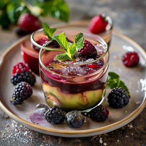 Vegane Schoko-Avocado-Gläser mit Beerenkompott