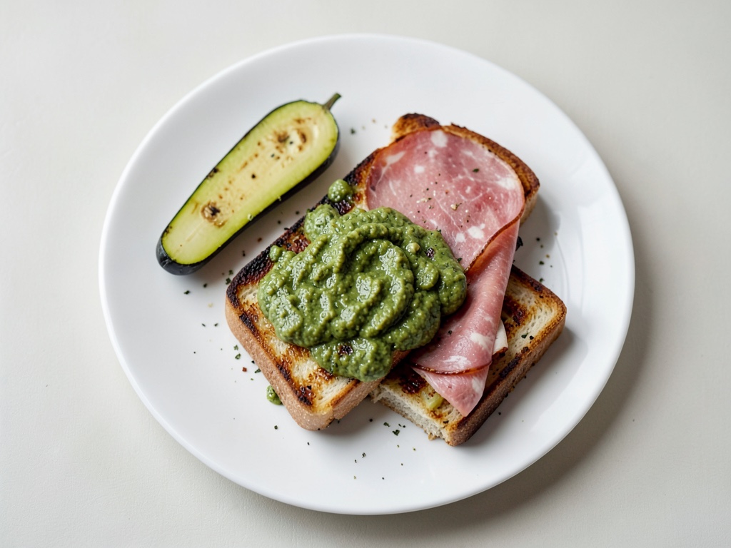 Sandwich vegano alla griglia con melanzane e pesto alla menta