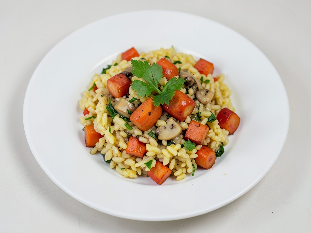 Risotto aux champignons vegan avec carottes au four