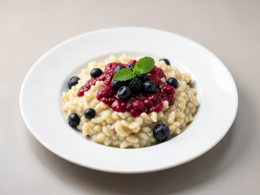 Risotto vegano cremoso al vino rosso e more