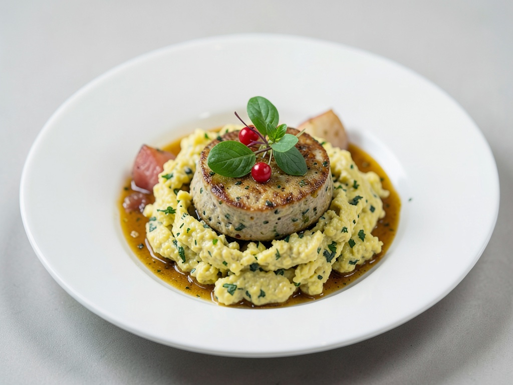 Huevo revuelto vegano de tofu desmenuzado