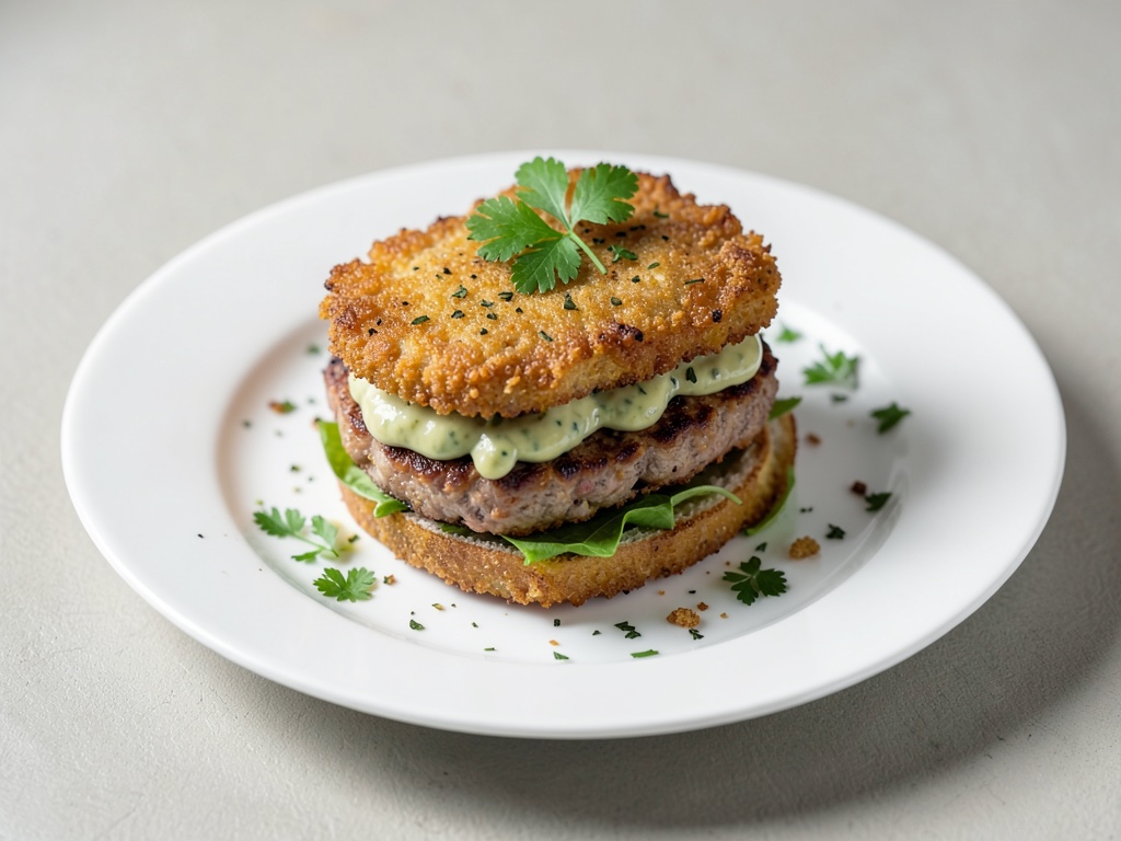 Sandwich vegano con schnitzel e aioli