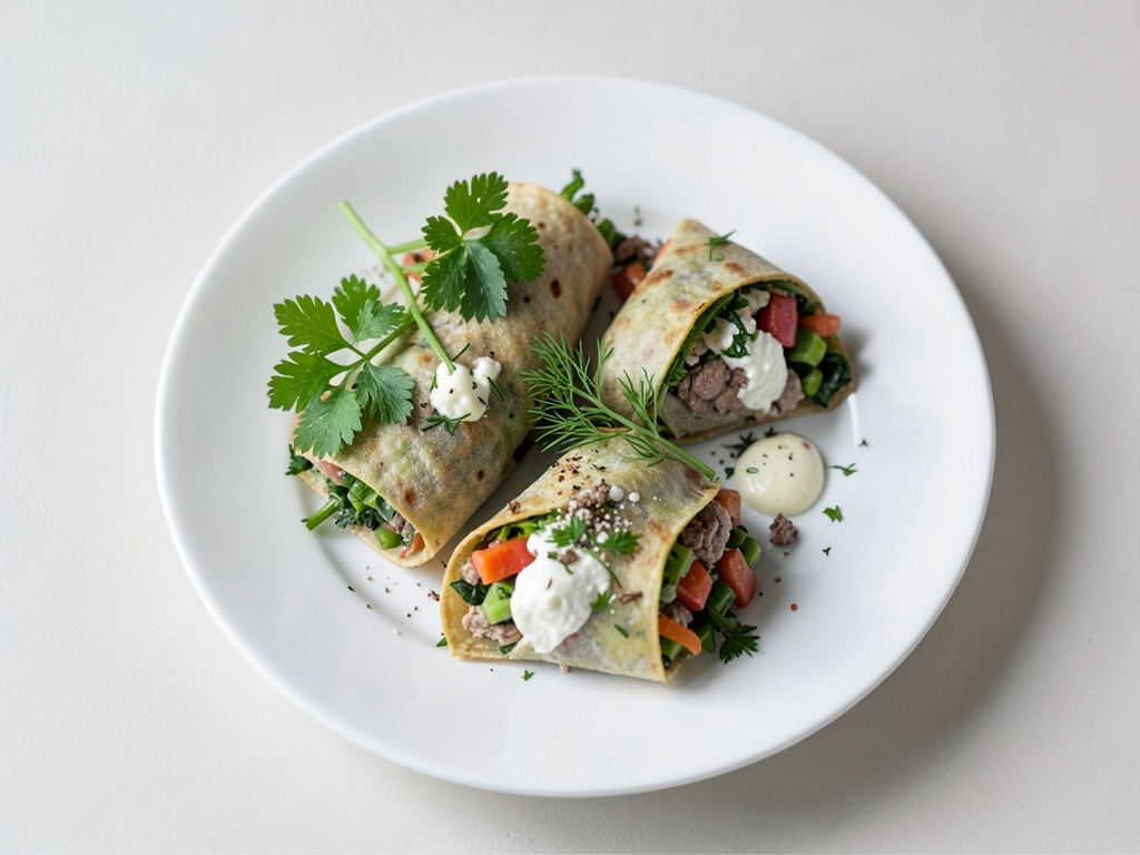 Wraps frescos de verduras con queso crema de hierbas
