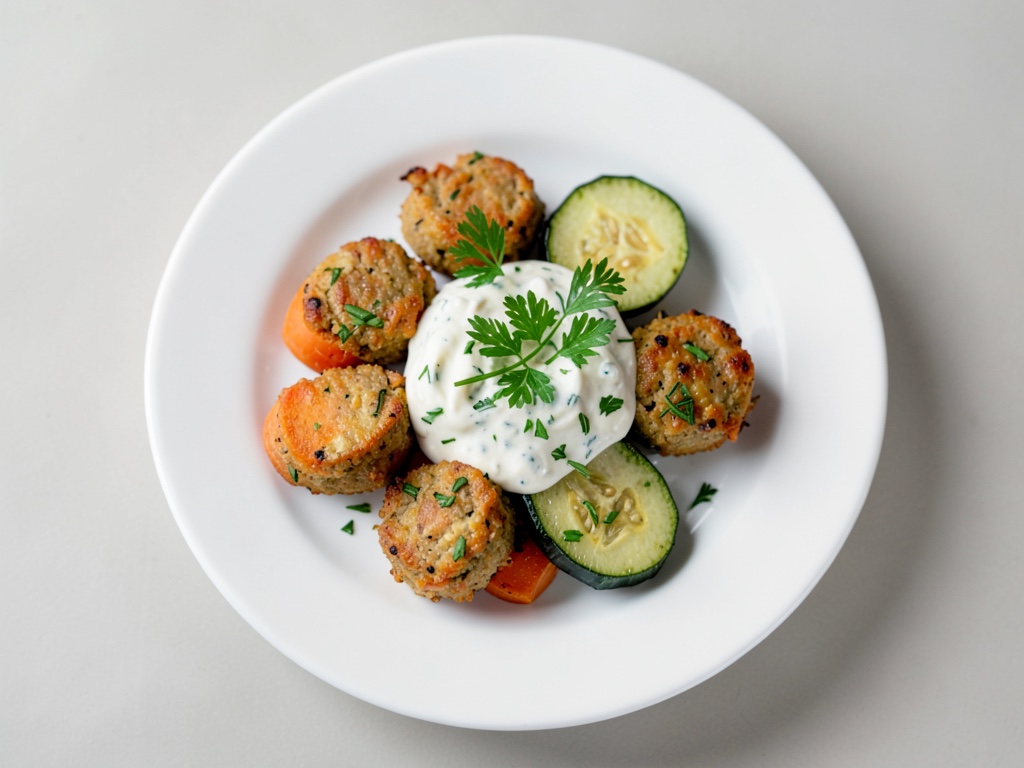 Gaufrettes de courgettes et carottes croustillantes avec yaourt à la ciboulette frais