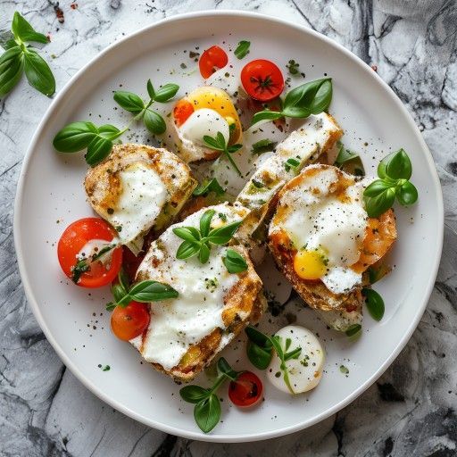 Sándwich de gofre vegetariano con mozzarella y tomate
