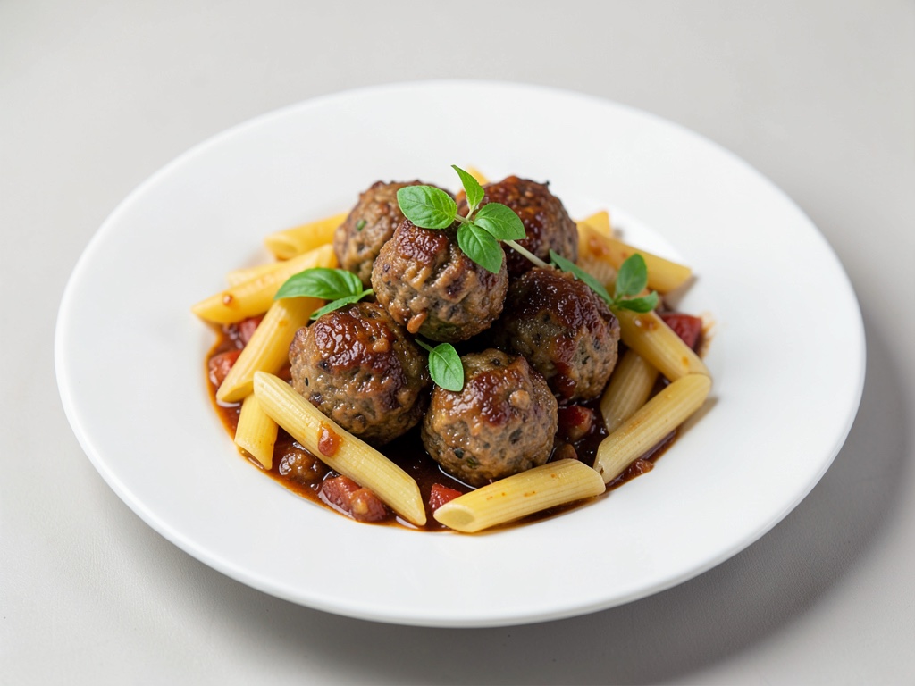 Polpette di tofu romane con penne