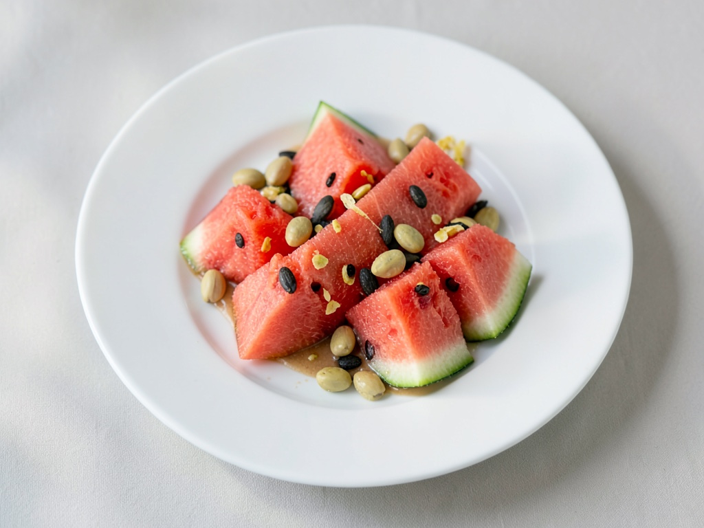 Sandía con pistachos