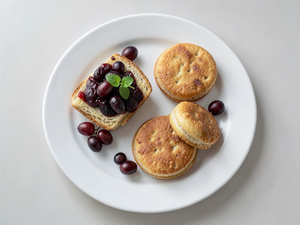 Uvas con galletas de arroz