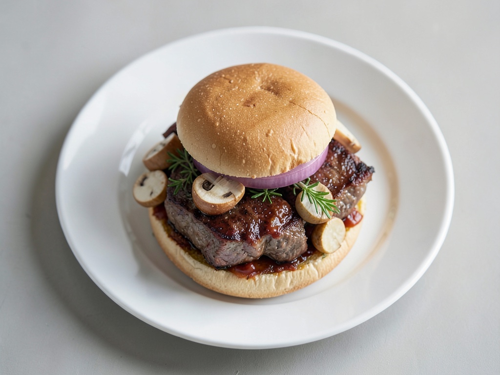 Hamburger di carne di cacciagione con funghi caramellizzati