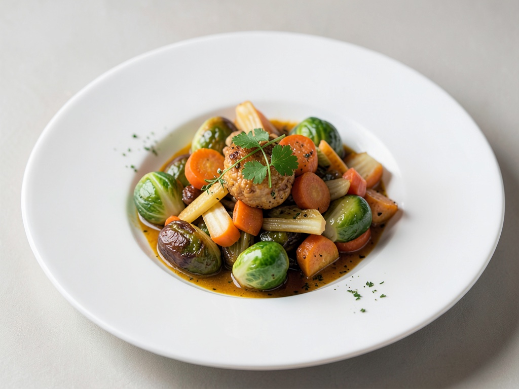 Ciotola invernale di verdure con zucca e cavolo di Bruxelles
