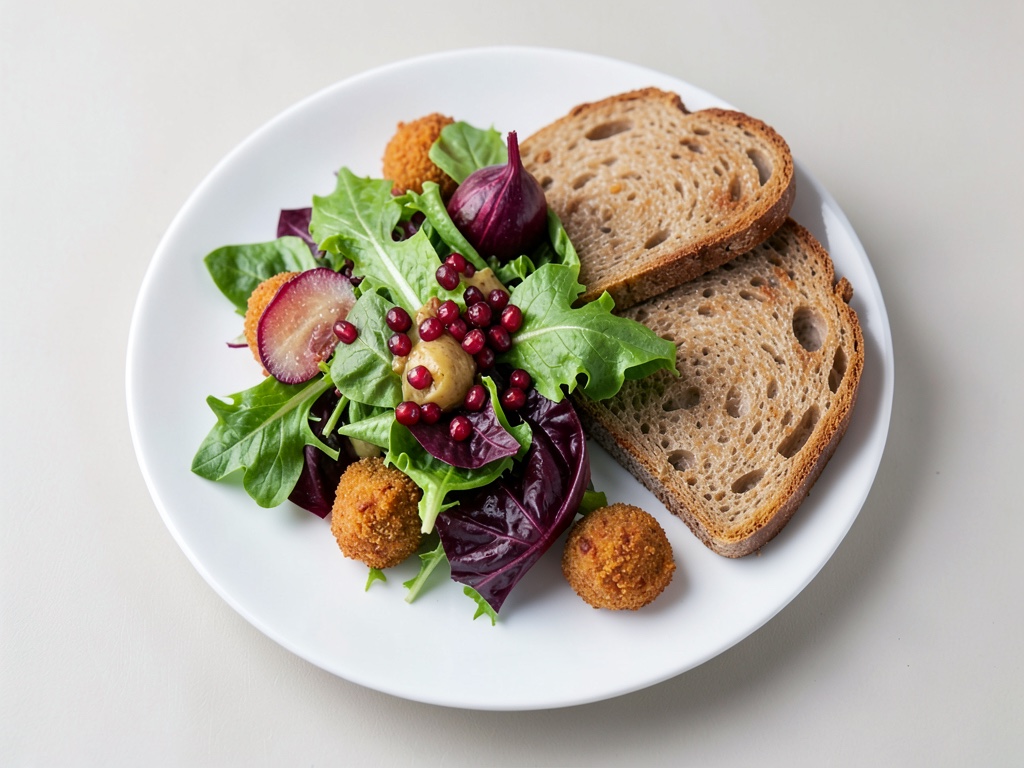 Salade d'hiver avec croûtons au pain