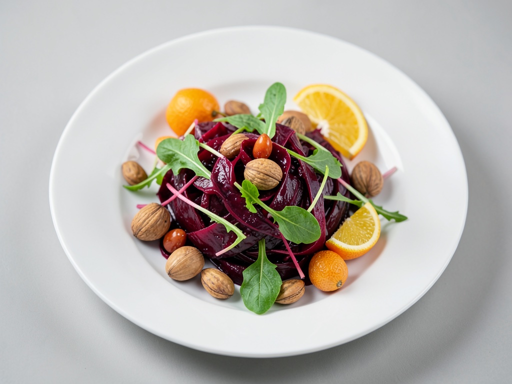 Insalata autunnale di cavolo rosso, noci e arancia