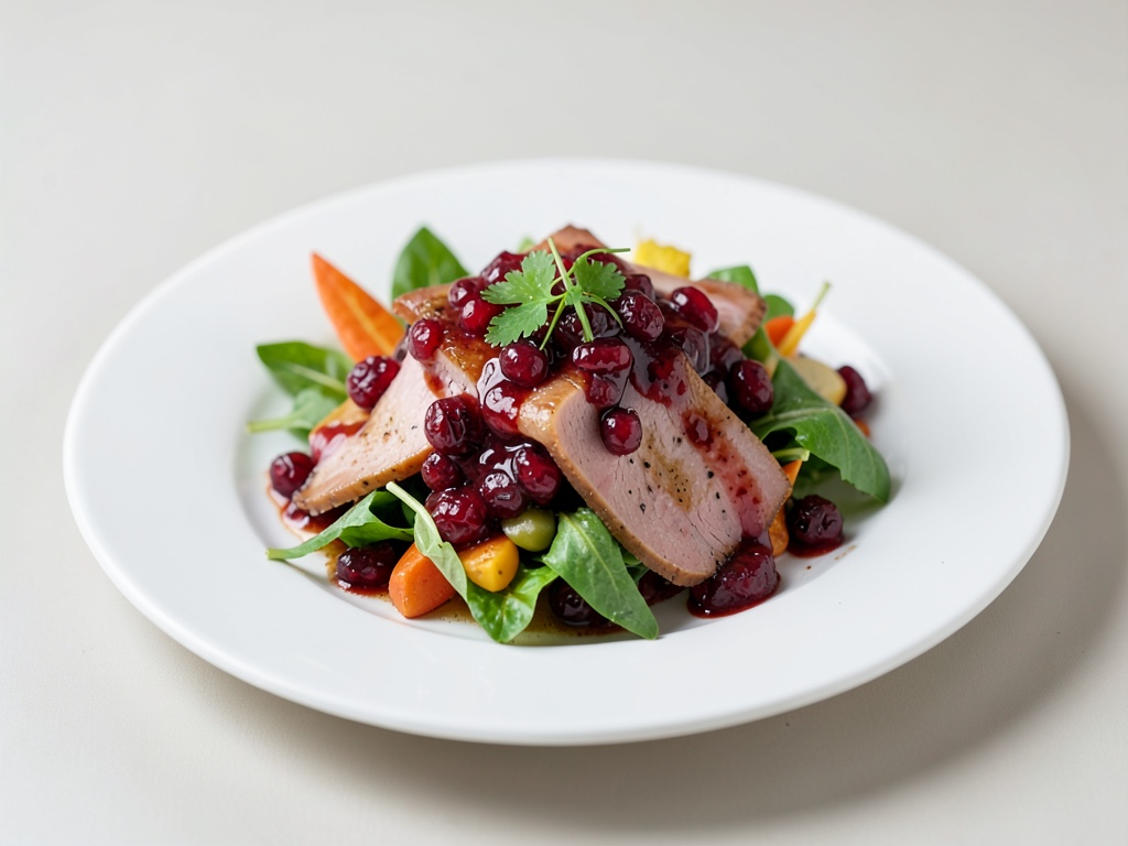 Insalata autunnale con prosciutto e condimento ai mirtilli rossi