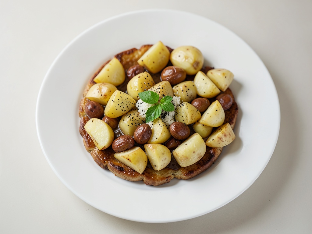 Patate croccanti alle nocciole con padella di cavolo riccio e Kasseler