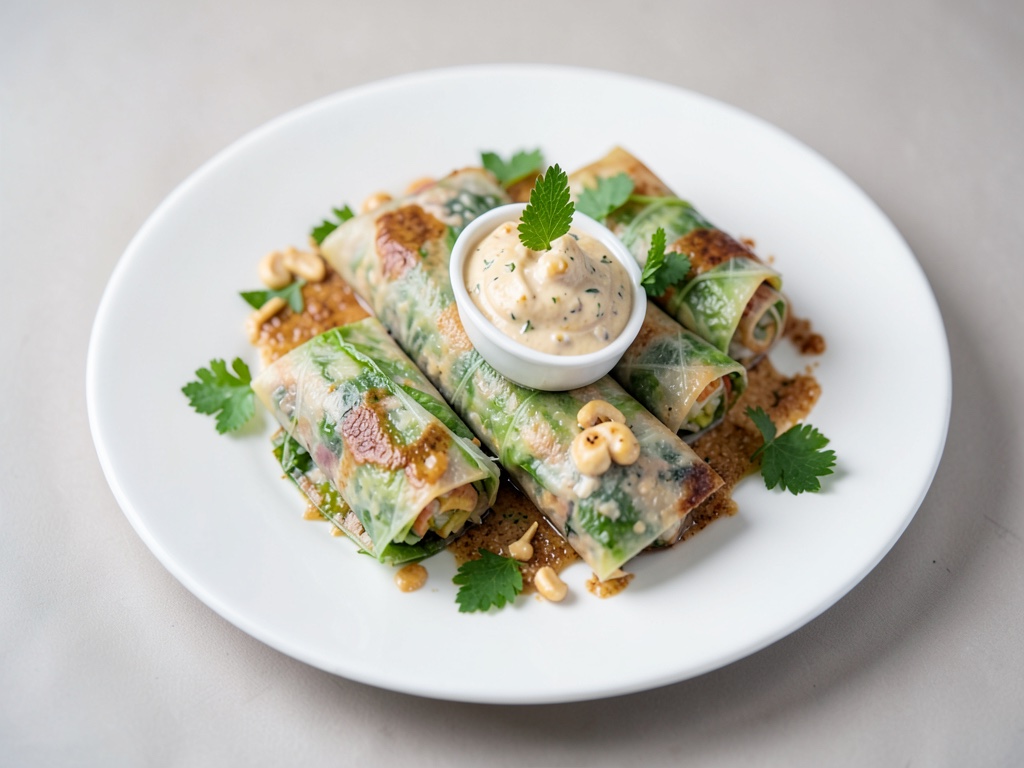 Wraps de col rizada con plátano y salsa de cacahuete