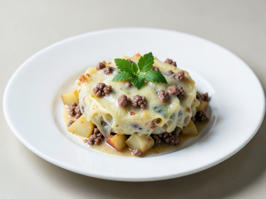 Cremosa gratin di cavolo verza e patate con carne macinata