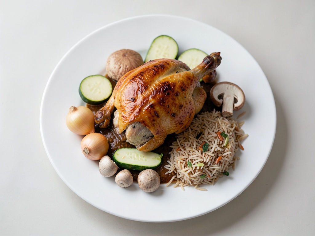 Wok-Gemüse mit gebratener Pute und Reis