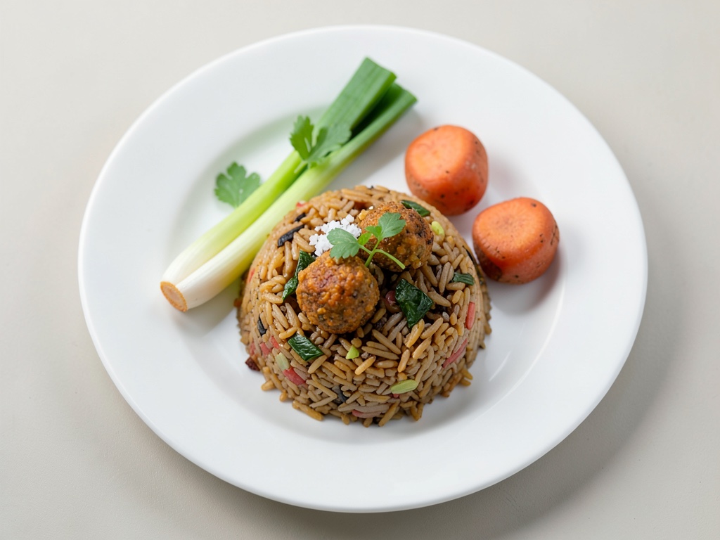 Wok-Verdure con polpette di riso e carne
